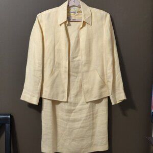 Talbots Irish Linen 2 Piece Set Dress & Jacket Yellow SIZE 10/12